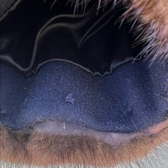 Vintage Marvin Richards USA Full Length Navy Pea Coat Winter Coat Brown Fur Trim - Picture 8 of 17